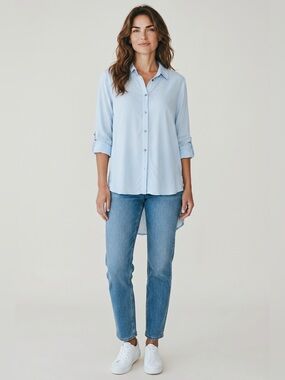 Nell Button Front Tunic // Blue // XS